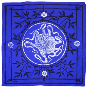 Bandana Octopus - Coton 24 pouces inspiré du livre | Bandana bleu | Foulard carré | Foulard pour les cheveux | Cadeau pour amoureux des livres | Vague de l'océan | Foulard