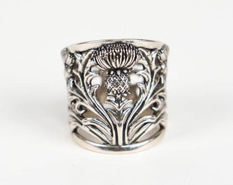 Thistle Bandana Ring – Solid Brass Scarf Slide Accessory (Spanish Artist Designed)