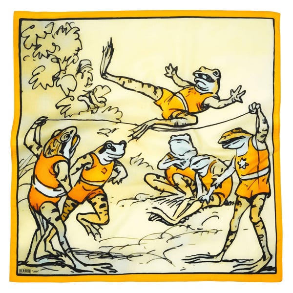 Frog Bandana - Book Inspired 24" Natural Cotton | Cute Hair Scarf | Wall Tapestry | Patterned |  Book | Neckerchief | Large