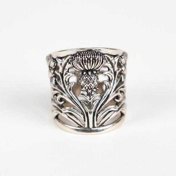 Thistle Bandana Ring – Solid Brass Scarf Slide Accessory (Spanish Artist Designed)
