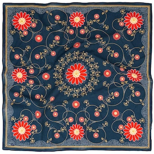 Bouquet Bandana - Book Inspired 24" Natural Cotton | Floral Flowers | Red Blue Gold | Cute Style | Booklover Gift | Unique