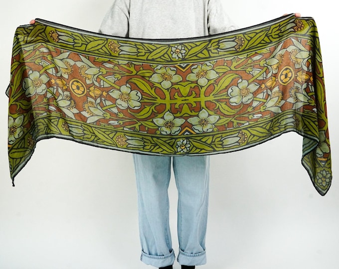 Wildflower Scarf - Book Inspired - Soft Cotton Blend | Green Accessory | Earthy Floral Design | All Season Fashion | Trendy | Stylish