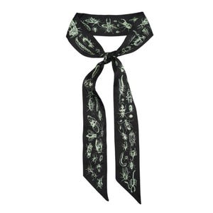 Crawlies Skinny Scarf – Vintage Insect Print Silky Ribbon Accessory