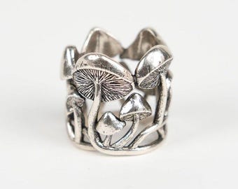 Mushroom Bandana Ring – Solid Brass Scarf Slide Accessory