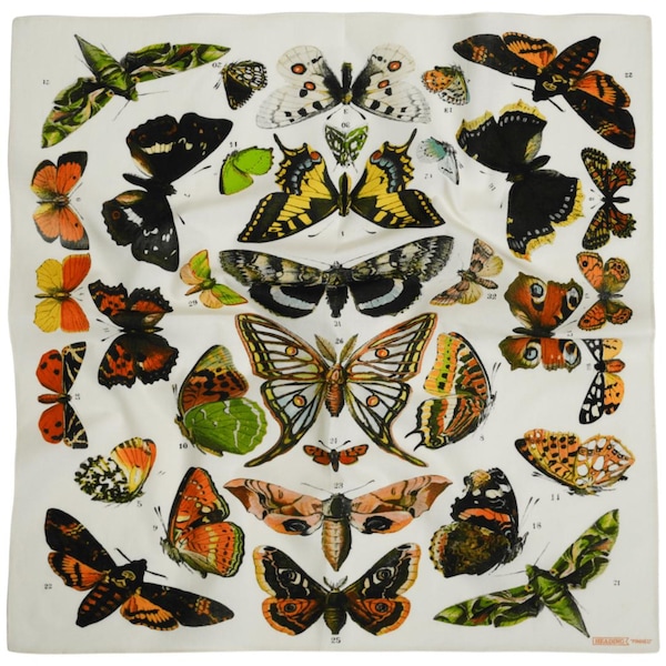 Pinned Bandana - Vintage Inspired Cotton Print, Butterflies