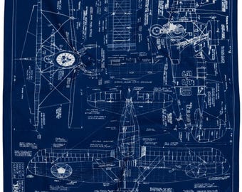 Flight  - Vintage Inspired Cotton Print (Blue)