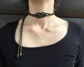 Made to order; Leather choker; Purple and pink kangaroo choker; Women/'s choker; Hand braided and knotted; Marlingspike Knotting