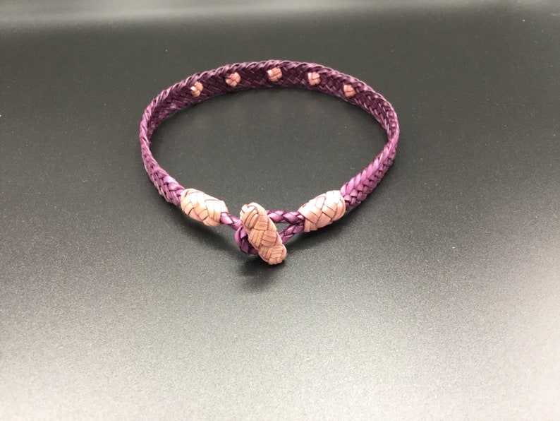 Made to order; Leather choker; Purple and pink kangaroo choker; Women/'s choker; Hand braided and knotted; Marlingspike Knotting