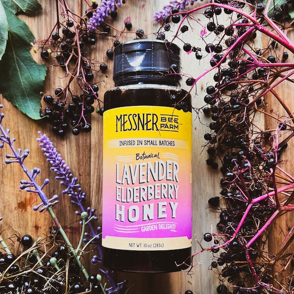 Lavender Elderberry Infused Honey / Fruity and Floral / 10oz