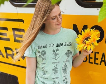 T-shirt fleurs sauvages de Kansas City - Menthe et vert - Unisexe