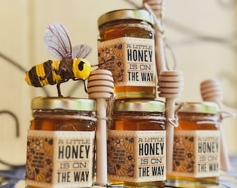 A Little Honey Is On The Way Honey Jar and Dipper - Baby Shower/Sprinkle Favors