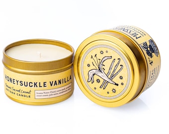 Honeysuckle Vanilla Bean 4oz Candle - Made with Soy, Beeswax and Coconut - Paraffin Free!!