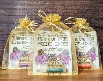 Let your teachers know they're the best! Teacher Appreciation Gift - Raw Honey and Beeswax Lip Balm Gift Bag