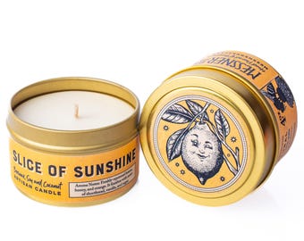 Vela Slice of Sunshine de 4 oz - Hecha con soja, cera de abejas y coco - Sin parafina