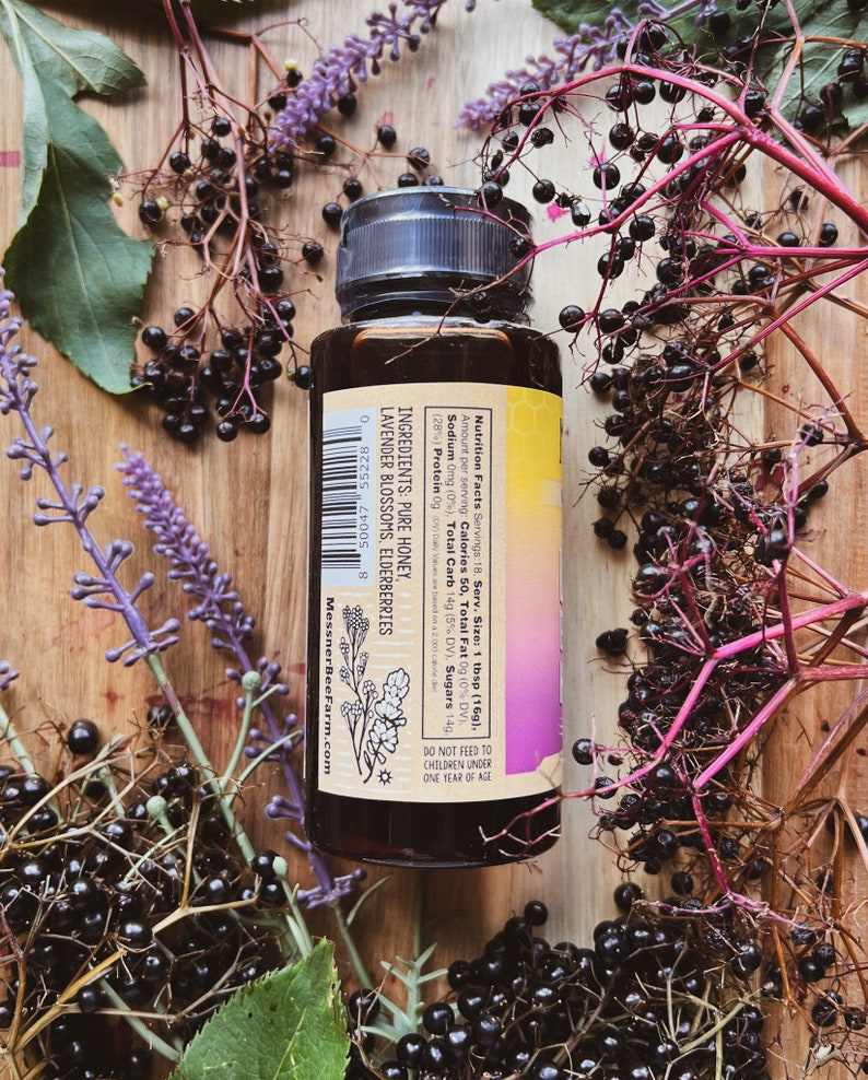 Lavender Elderberry Infused Honey / Fruity and Floral / 10oz image 4