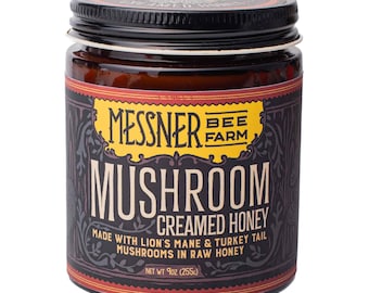 Mushroom Creamed Honey / Made with Raw Honey, Lion's Mane and Turkey Tail