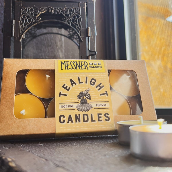 100% Beeswax Tealight Candles - 6 Tealights