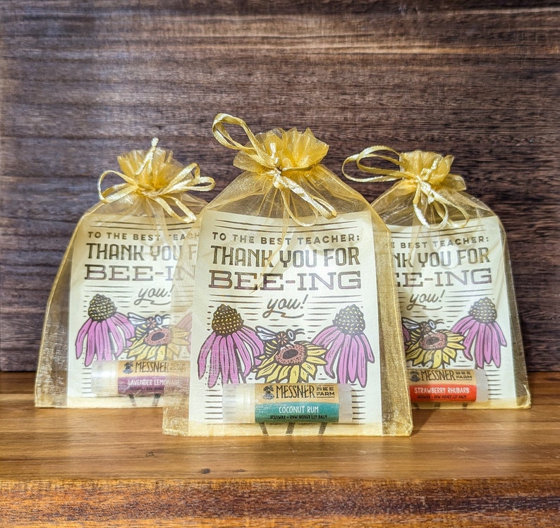 Dites à vos professeurs qu'ils sont les meilleurs Cadeau de remerciement pour enseignant Sachet cadeau de baume à lèvres au miel brut et à la cire d'abeille image 1