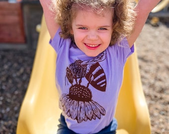 Messner Bee Farm Kids Tee! Color: LAVENDER SLATE - (Bee Shirt, Beekeeper Shirt, Save the Bees, Save the Bees Shirt, Bee Tee, Honeybee Tee)