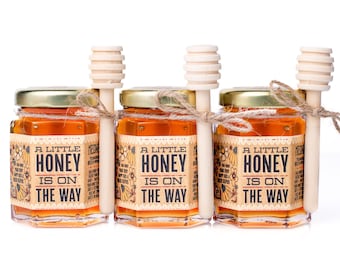 A Little Honey Is On The Way Honey Jar and Dipper - Baby Shower/Sprinkle Favors