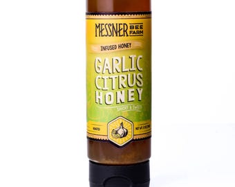 Roasted Garlic Citrus Infused Honey / Savory and Zesty / 12oz