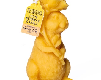 Bunny Holding Flower - 100% Beeswax Candle