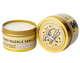 Honeysuckle Vanilla Bean 4oz Candle - Made with Soy, Beeswax and Coconut - Paraffin Free!!