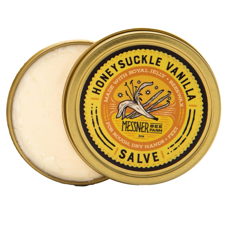 Hands and Feet Salve - Honeysuckle Vanilla- made with Beeswax and Royal Jelly - 2oz image 1