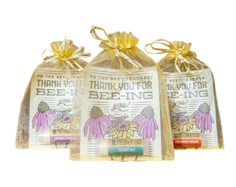 Let your teachers know they're the best! Teacher Appreciation Gift - Raw Honey and Beeswax Lip Balm Gift Bag