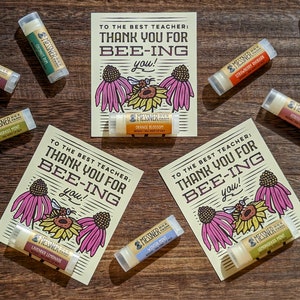 Let your teachers know they're the best Teacher Appreciation Gift Raw Honey and Beeswax Lip Balm Gift Bag image 2