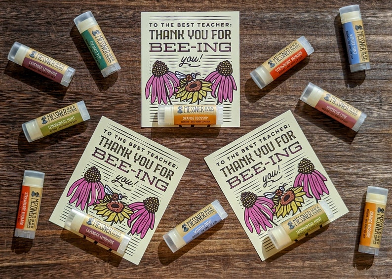 Let your teachers know they're the best Teacher Appreciation Gift Raw Honey and Beeswax Lip Balm Gift Bag image 2