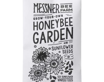 Honeybee Sunflower Seed Packet - Lemon Queen, Dwarf Sunspot, Black Oil, Dwarf Sungold, Wild Sunflower, and Giant Teddy Bear