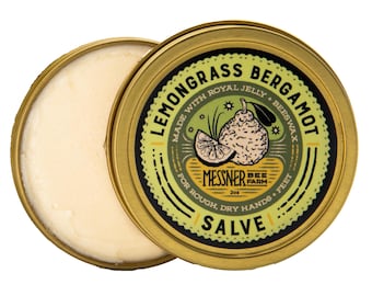 Hands and Feet Salve - Lemongrass Bergamot - made with Beeswax and Royal Jelly - 2oz