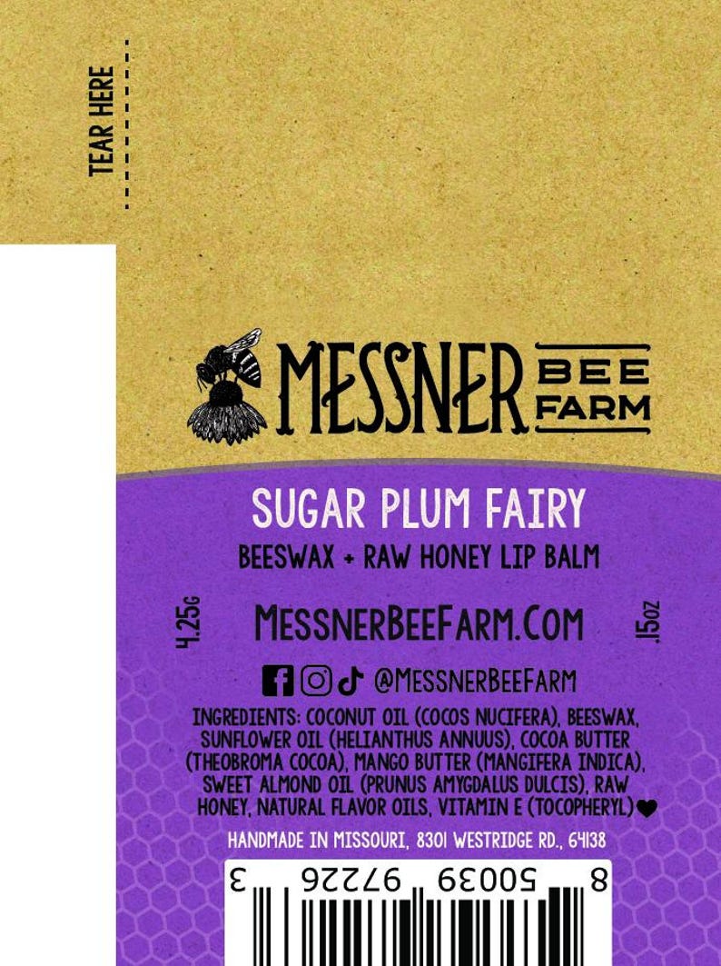 Sugar Plum Fairy - Raw Honey and Beeswax Lip Balm image 4