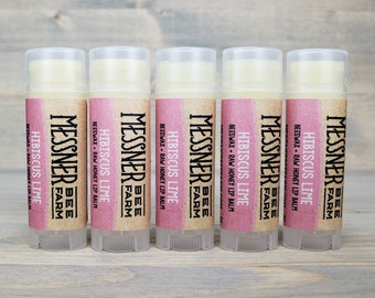 Hibiscus Lime - Raw Honey and Beeswax Lip Balm