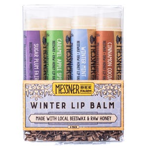 WINTER Collection of 4 Lip Balms - Raw Honey and Beeswax Lip Balm