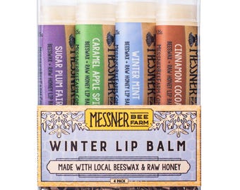 Colección INVIERNO de 4 bálsamos labiales - Bálsamo labial de miel cruda y cera de abejas