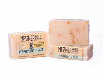 Peppermint Sage Soap - Made with Raw Honey and Beeswax