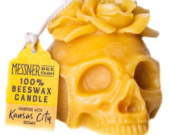 Floral Skull - 100% Beeswax Candle