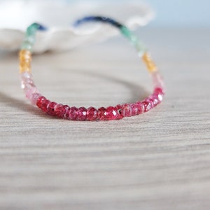 Ombre Rainbow Gemstone Bracelet  skinny bracelet
