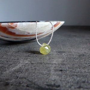 Green Garnet, Tsavorite necklace in gray silk cord