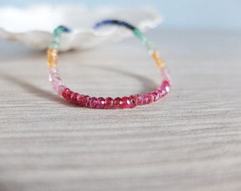 Ombre Rainbow Gemstone Bracelet  skinny bracelet