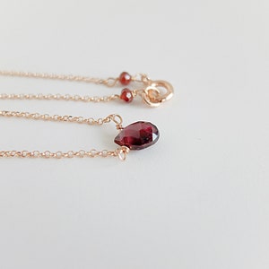 Garnet minimalist Necklace, January birthstone,