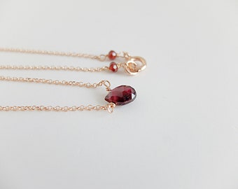 Garnet minimalist Necklace, January birthstone,