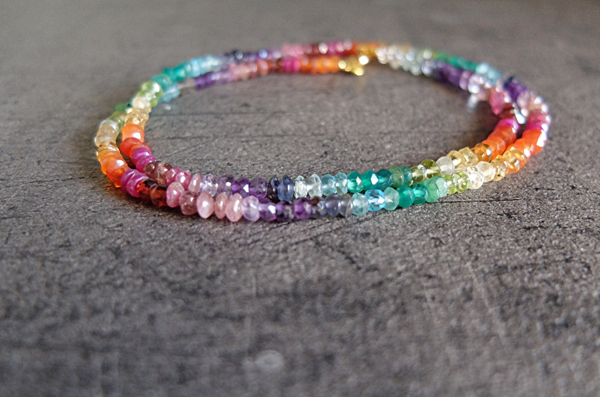 Bunte Farbverlauf Stein Halskette Regenbogen | Etsy
