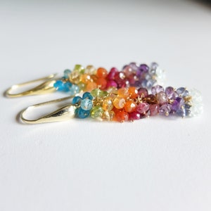 Rainbow cluster gemstone earrings