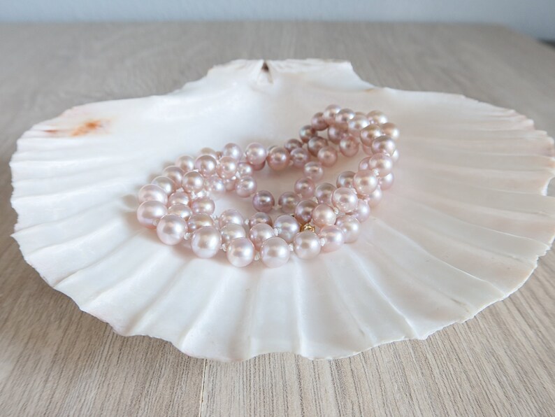 Freshwater Pink Pearl Necklace Hand Knotted Pearl Necklace | Etsy