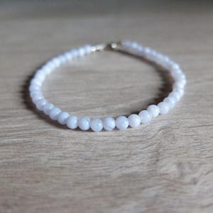 Chalcedony Bracelet, Blue Chalcedony 3 mm Beads,