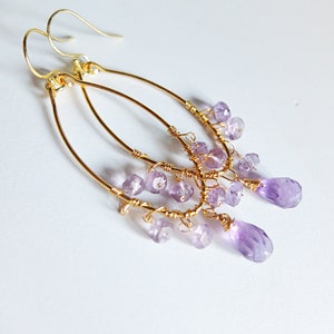 Ohrringe mit Amethyst, Kreise mit Amethyst-Briolette und Unterlegscheiben Bild 7