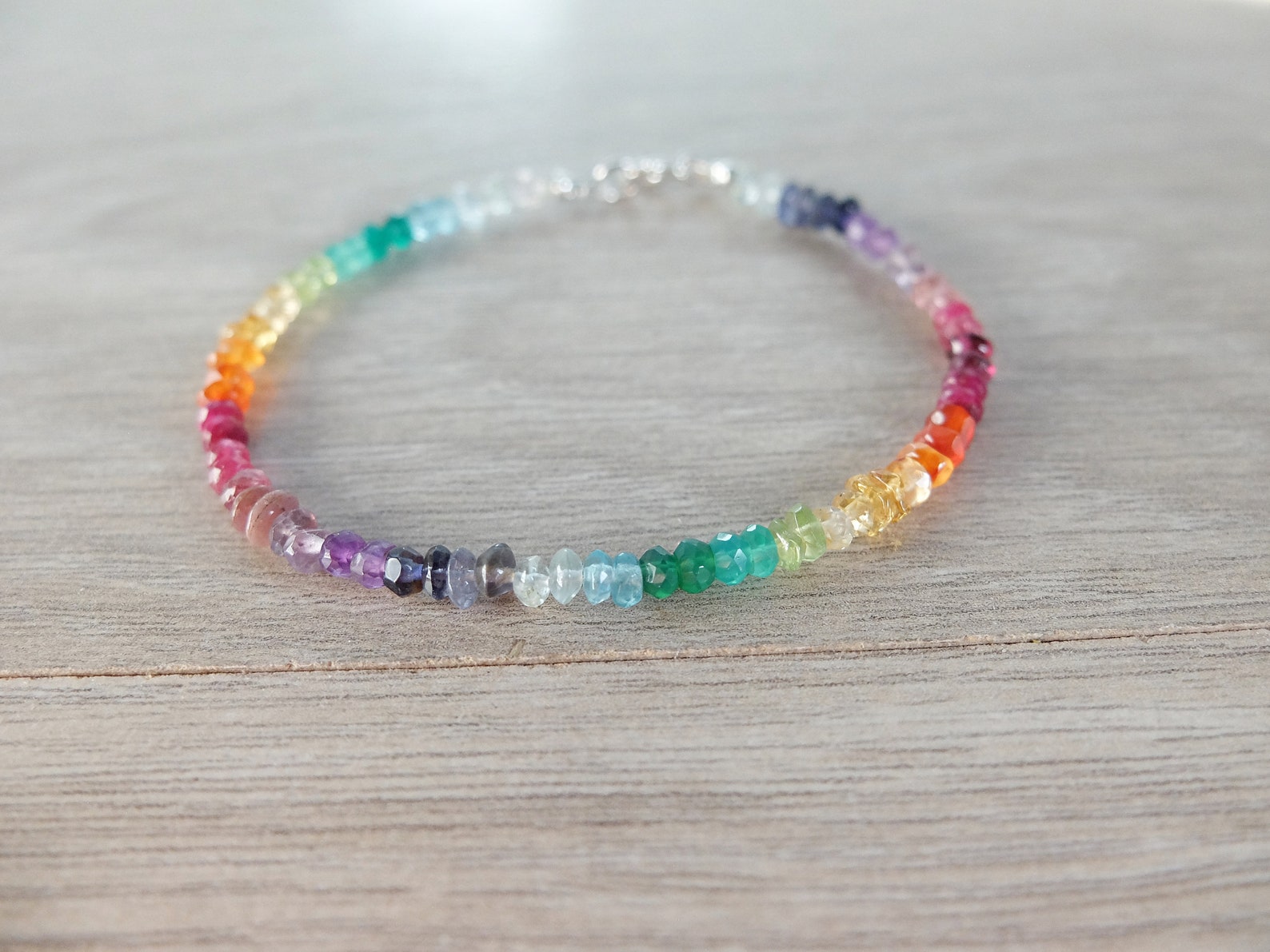 Rainbow Gemstone Bracelet Shaded Multi Color Bracelet - Etsy